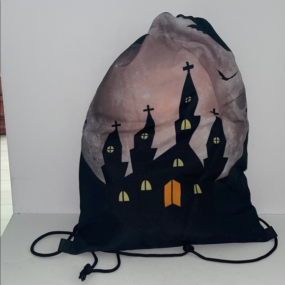 Halloween Haunted Castle Drawstring Backpack - Picture 1 of 3